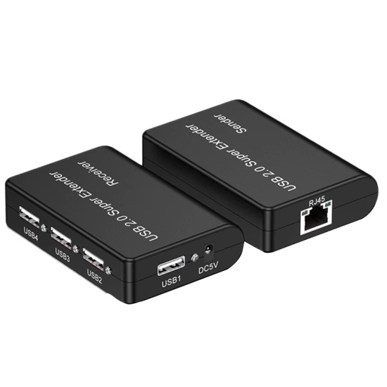 HF-U2NEXH4: USB 2.0 330ft Extender via RJ45 cable to 4 ports HUB