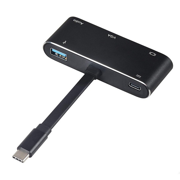 HF-UCA51: USB C to HDMI Adapter 4K 5 in 1 Type-C to HDMI/VGA/ Audio/USB 3.0 Port+USB C Female Port(PD) Converter