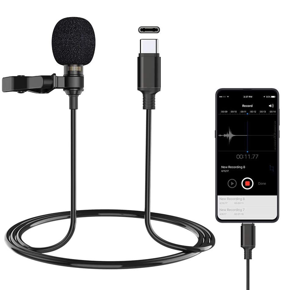 HF-UCMIC: HF-UCMIC: Lavalier USB C Type-C Clip-on Lapel Microphone MIC for Android Smartphone for YouTube, Conference or Audio Video Recording