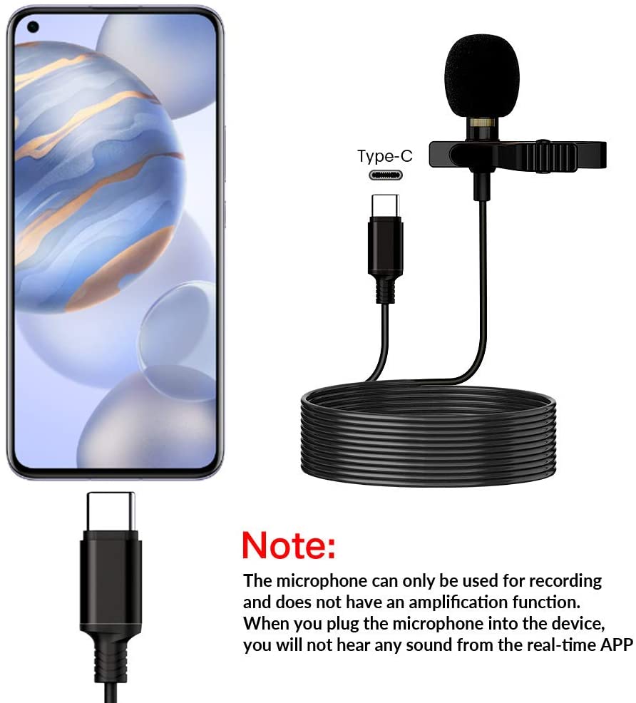HF-UCMIC: HF-UCMIC: Lavalier USB C Type-C Clip-on Lapel Microphone MIC for Android Smartphone for YouTube, Conference or Audio Video Recording
