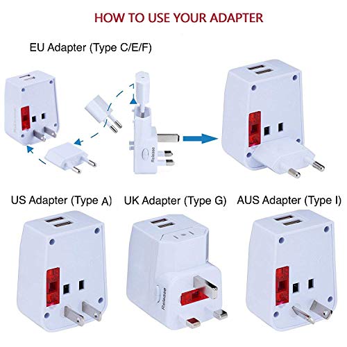 HF-UPA2U: Universal International Travel Power AC Adapter 2 USB Ports with UK EU US AU Plug