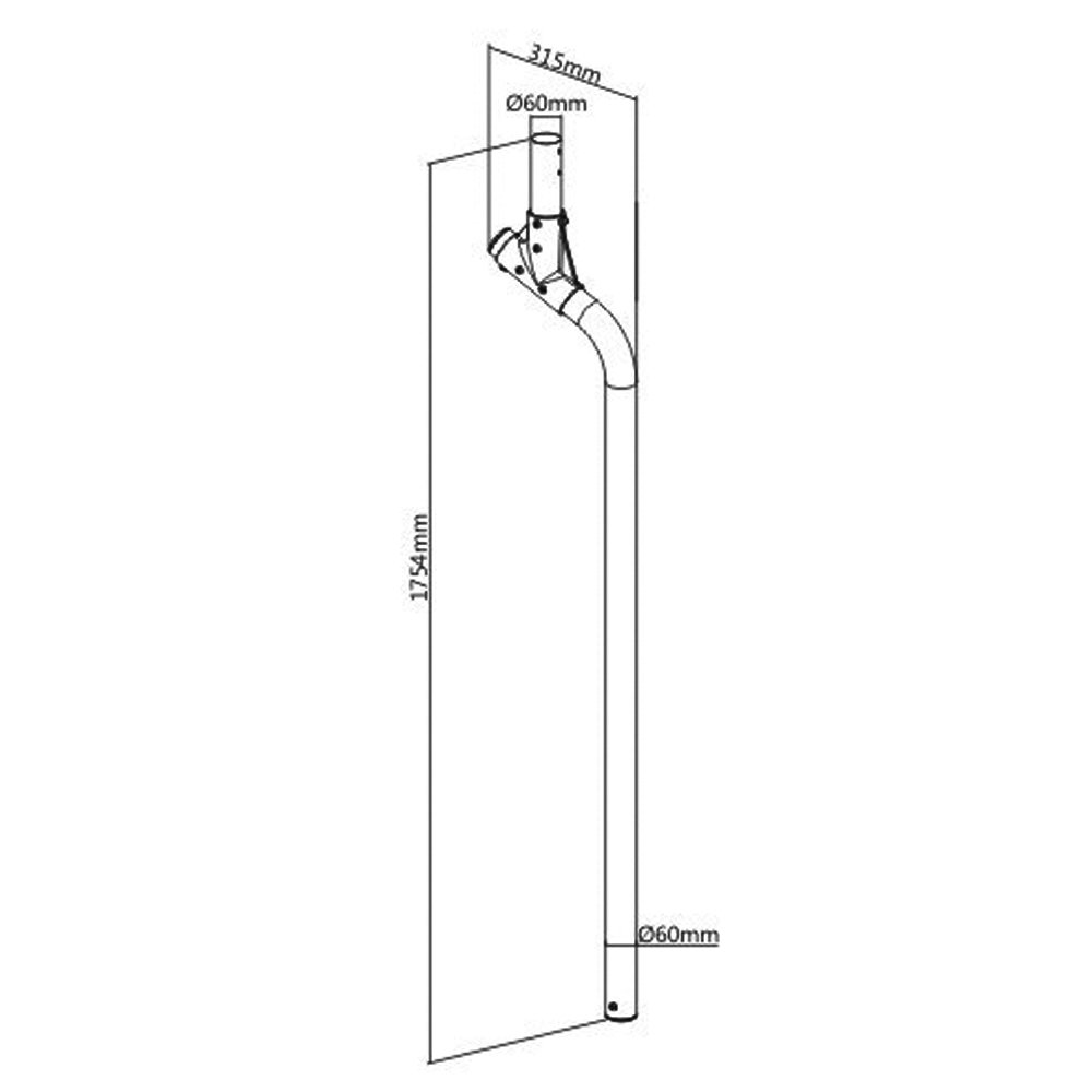 HF-VWM-P1750-1600: Video Wall Ceiling Mount - Connecting Pole 1750mm - Click Image to Close