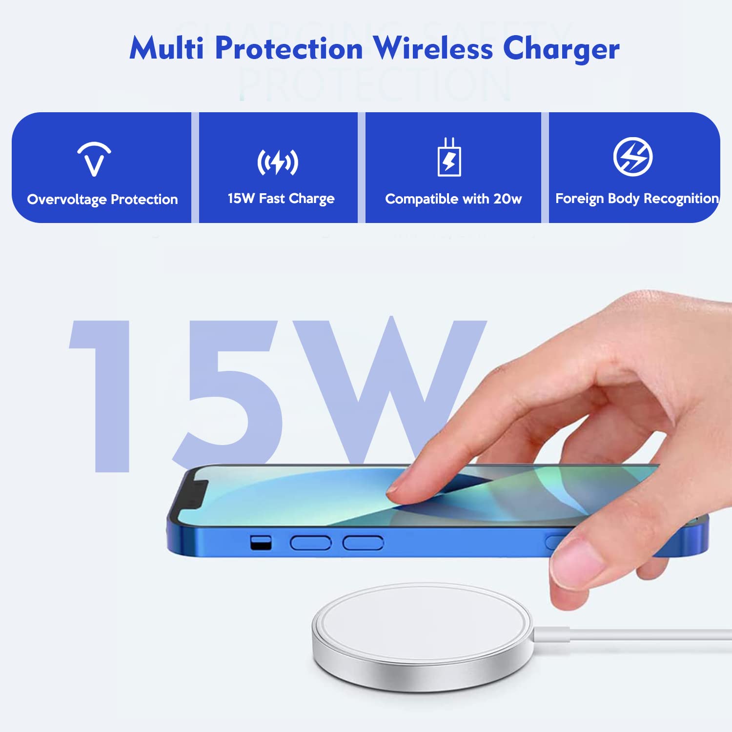HF-W15CIPH: 3.3FT 15W Fast Wireless Charging USB C for iPhone 14/Plus/13/12/Pro/Pro Max/Mini/AirPods Pro - Click Image to Close