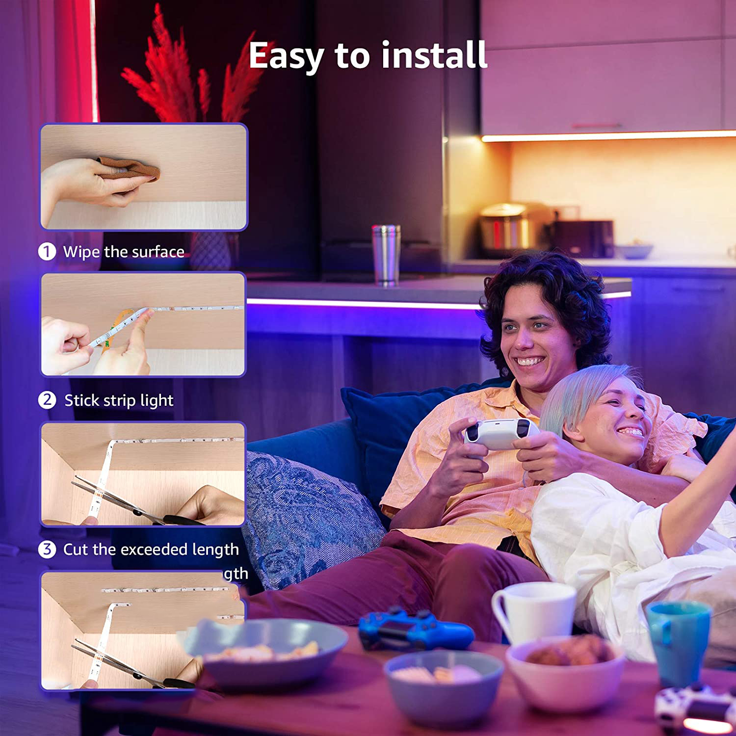 HF-WC5050LED5M: 5m / 16.4 ft RGB LED Light Strips Kit, Color Changing with 44 Keys with Remote Control and 12V Power Supply