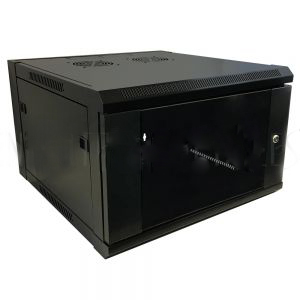 HF-WC6U195: Wall Mount Cabinet 6U x 19.5" Usable Depth, Glass Door, Fans - Black
