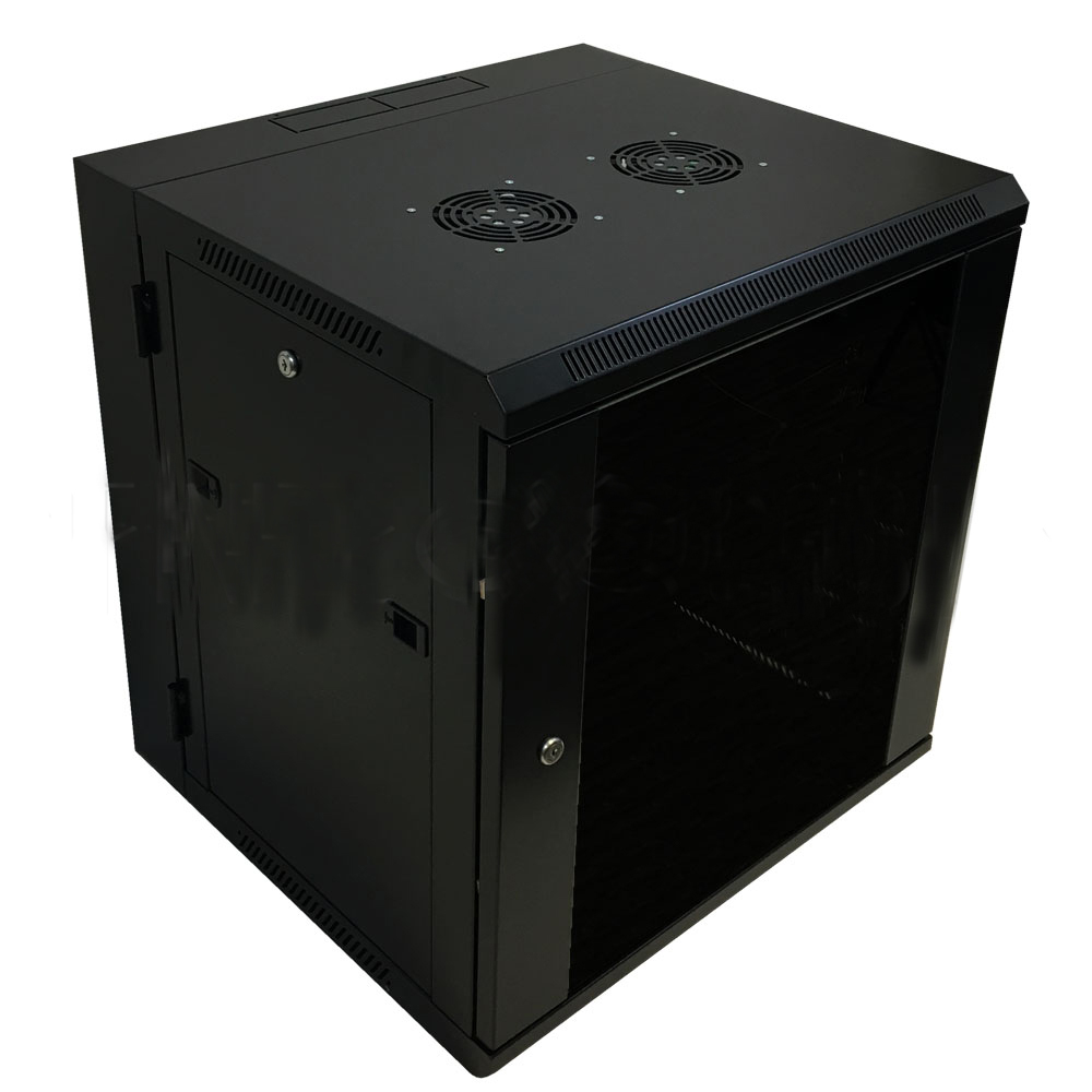 HF-WCS12U185: Wall Mount Swing-Out Cabinet 12U x 18.5" Usable Depth, Fans - Black