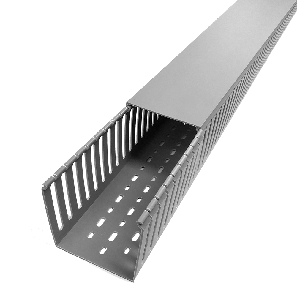 HF-WD-4040-GY: 6ft Plastic Wiring Duct with Cover 4x4 - Grey