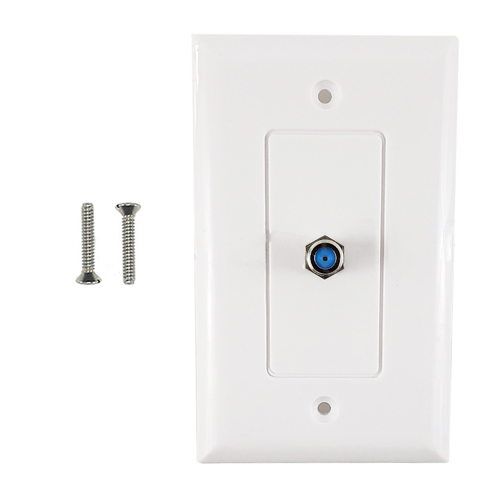 HF-WPK-3GTV-WH: Single Gang Decora Style 3Ghz Coax Wall Plate - White