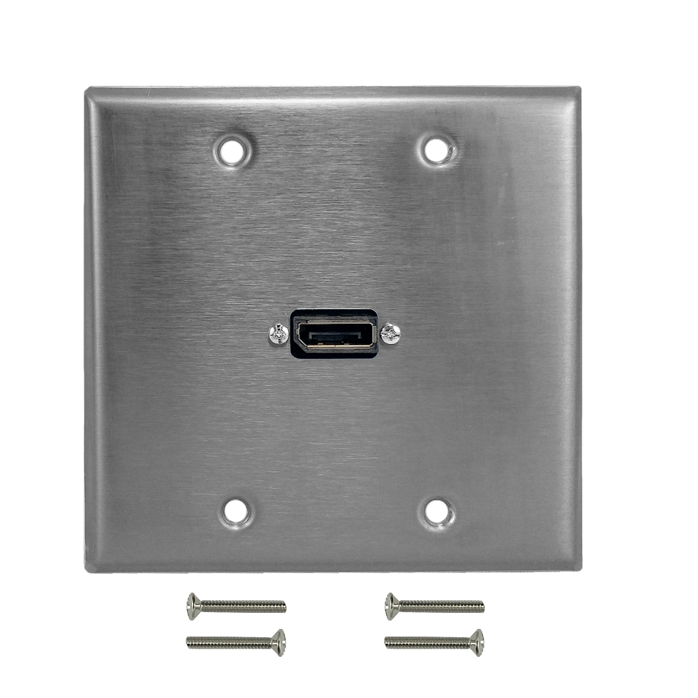HF-WPK-SS-213: DisplayPort Double Gang Wall Plate Kit - Stainless Steel