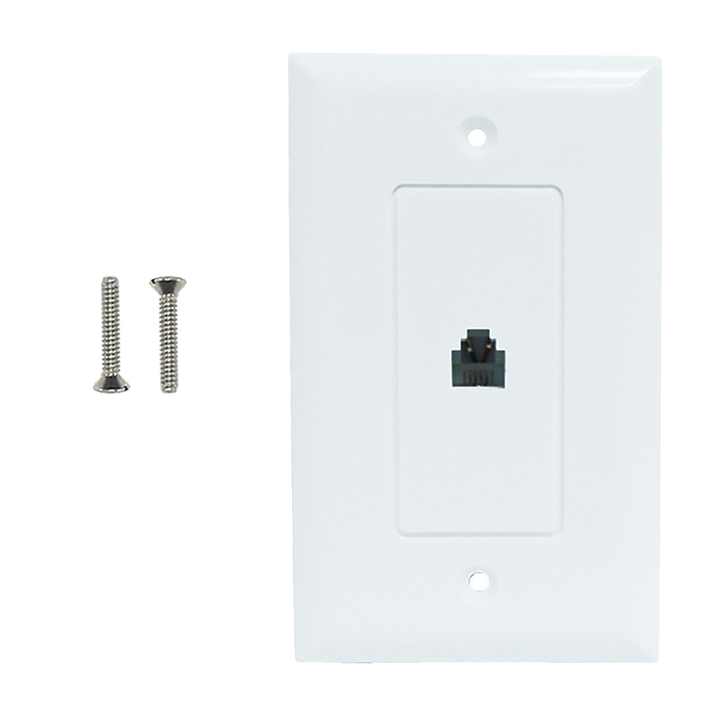 HF-WPK-T1-WH: Single gang decora style telephone wall plate 6P4C - White