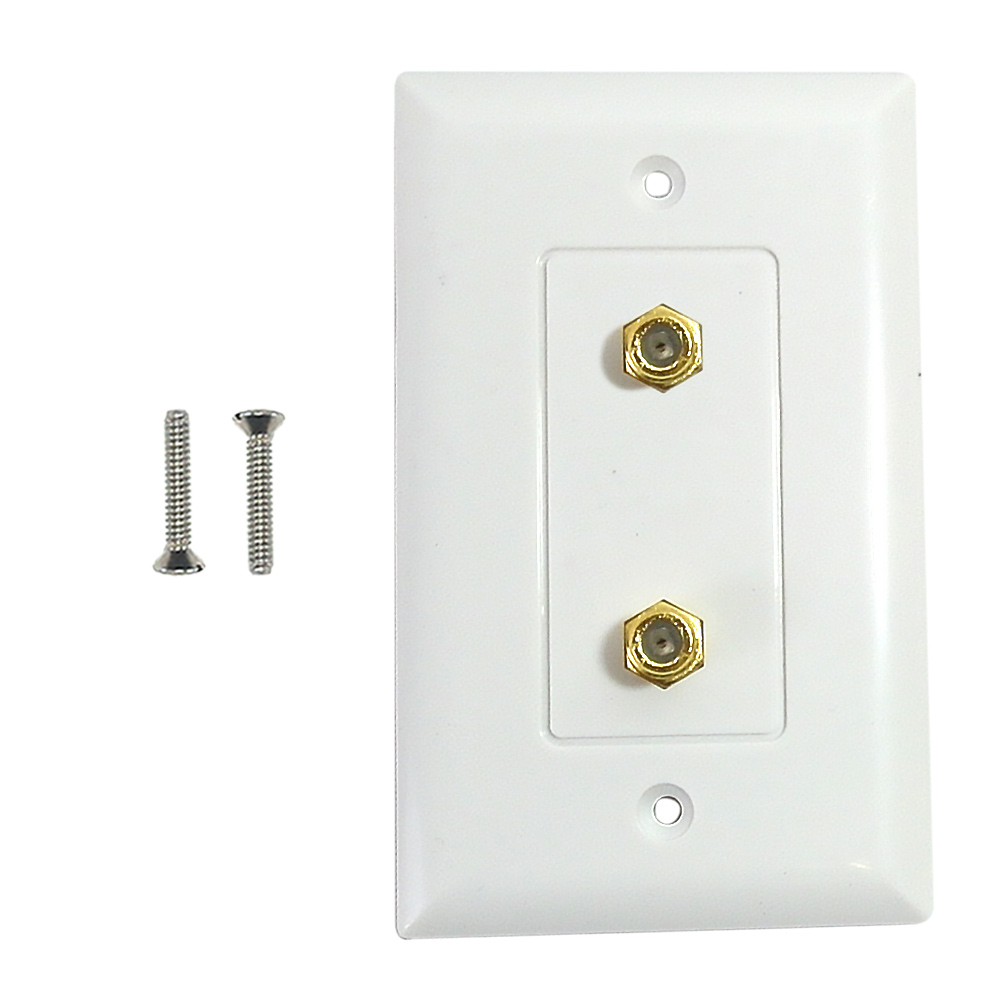 HF-WPK-TV2-WH: Single gang decora style 2x coax wall plate - White