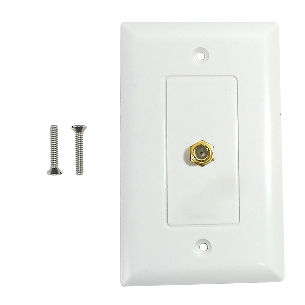 HF-WPK-TVF1-WH: Single gang decora style coax wall plate - White