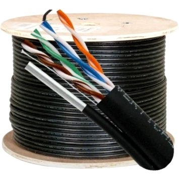 HFCAB--CAT5M-O: Outdoor 1000ft/305m 4 Pair Cat5E 350MHz Solid Bulk Cable UV with Messenger - Black