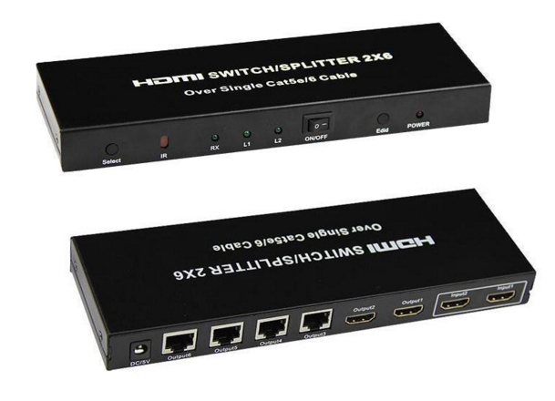 HSE-106-42: HDMI 6-port Extender Over One Cat6 UTP Cable w/ 4 cat5 receivers