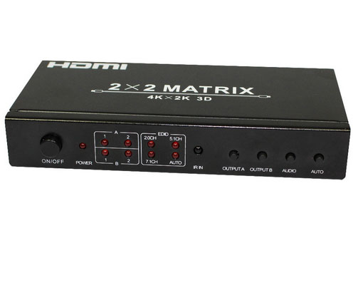 HSS0202A: 2x2 HDMI 1.4 Matrix Switch (2-in, 2-out) with Remote Control Supports, 4K x 2K
