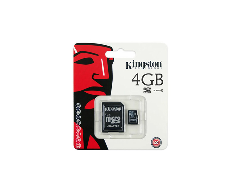 MicroSD-Kingston-C4-04G: Kingston 4GB microSD High Capacity (microSDHC) Card - (Class4) - 4 GB
