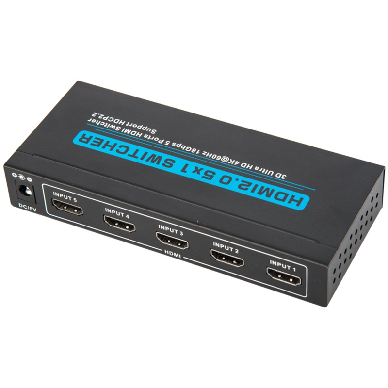 LU5014K60: 5 ports HDMI Switch 4K@60HZ, EDID, HDCP 2.2, YUV 4:4:4 with Remote