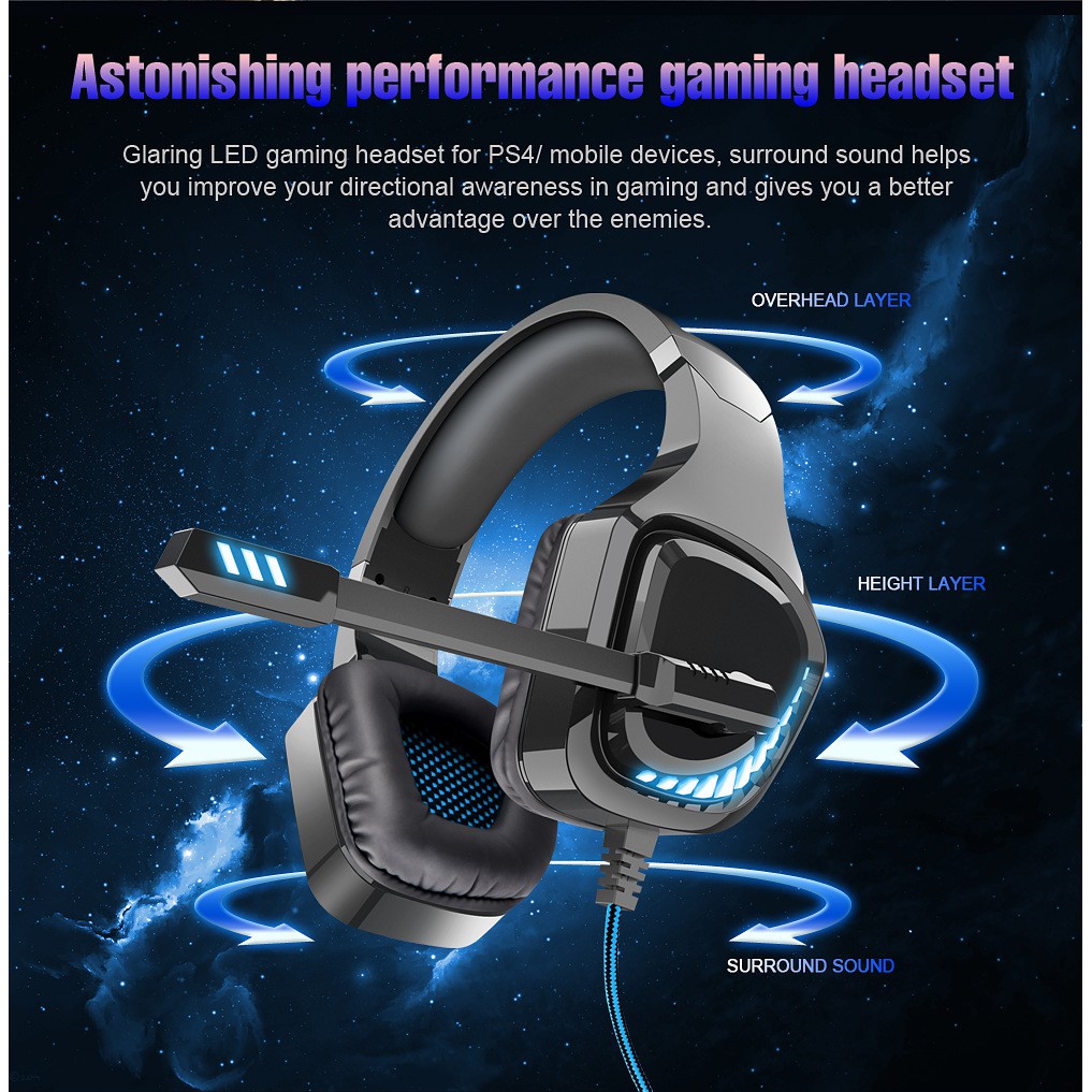 OVLENG GT97: Wired Gaming Headset E-sports with Microphone LED Stereo Surround HiFi Headset