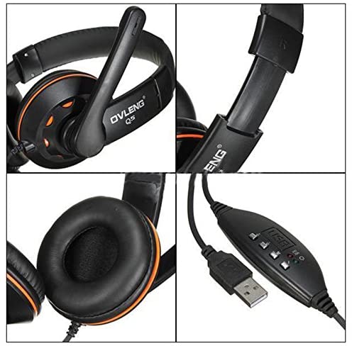 OVLENG Q5: OVLENG Q5 USB Stereo Headphone Headset with Microphone & Volume Control for PC Laptop