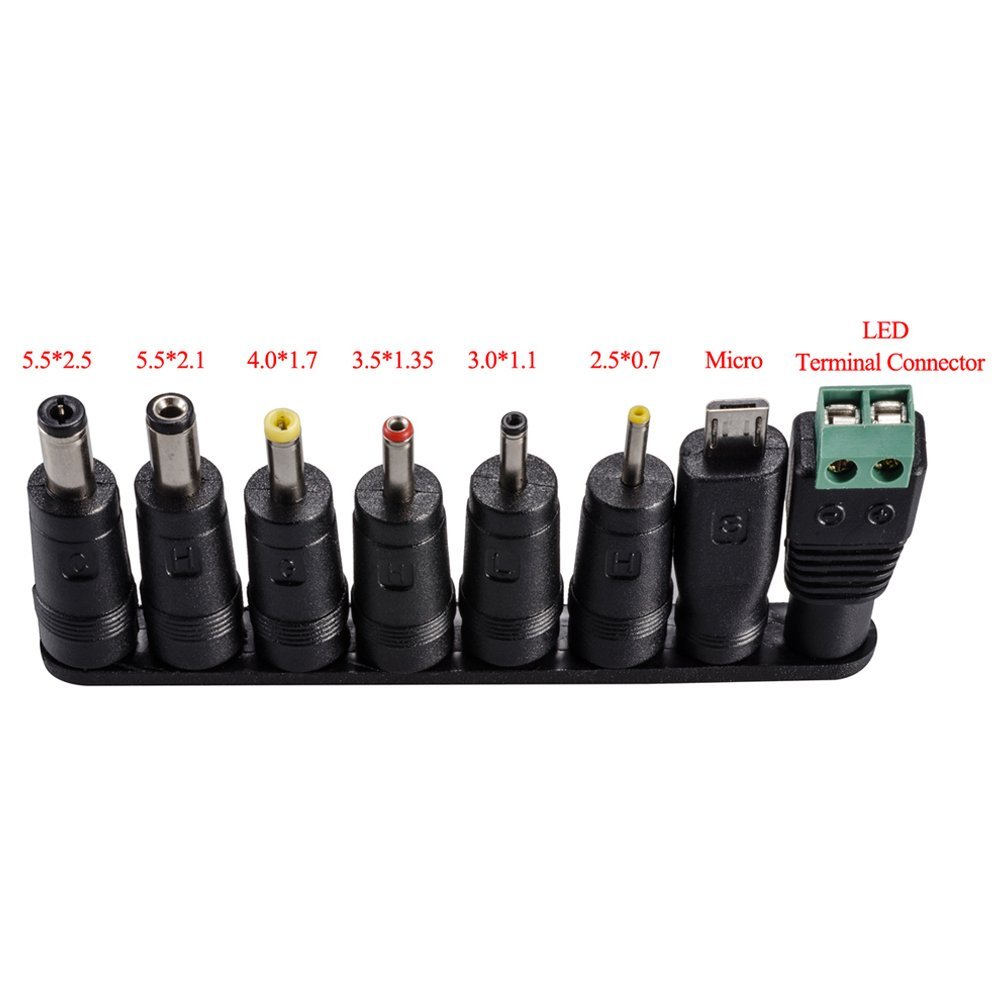 PA-U30W: 30W Universal AC/DC Adapter Switching Power Supply with 8 Selectable Adapter Tips & Micro USB Plug, for 3V to 12V Household Electronics and LED Strip