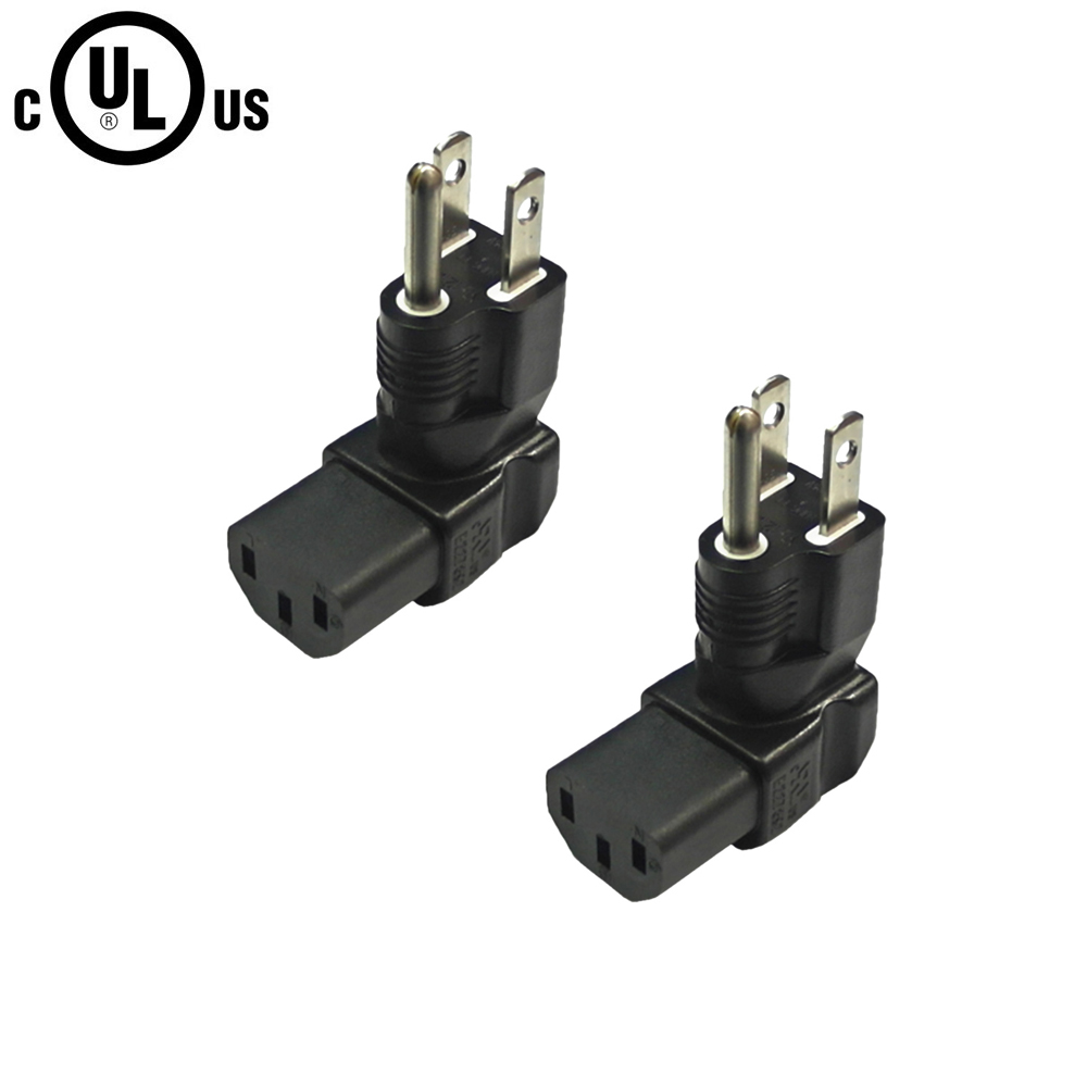 HF15PC13RAA: 5-15P Male Plug to C13 Male Right Angle Receptacle Power Cord Converter Adapter