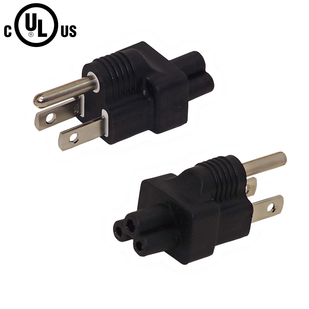 HF15PC5A: 5-15P Male Plug to C5 Male Receptacle Power Cord Converter Adapter