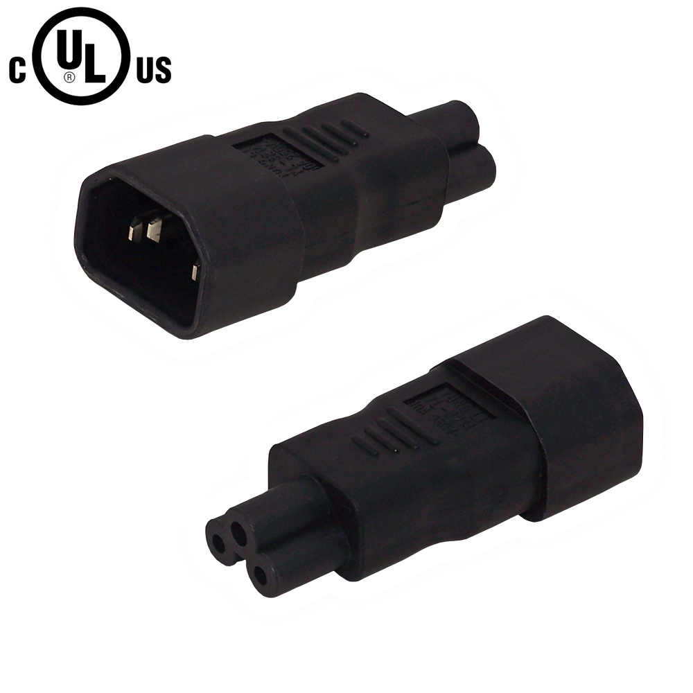 HFC14C5A: C14 Male Plug to C5 Female Receptacle Power Cord Converter Adapter
