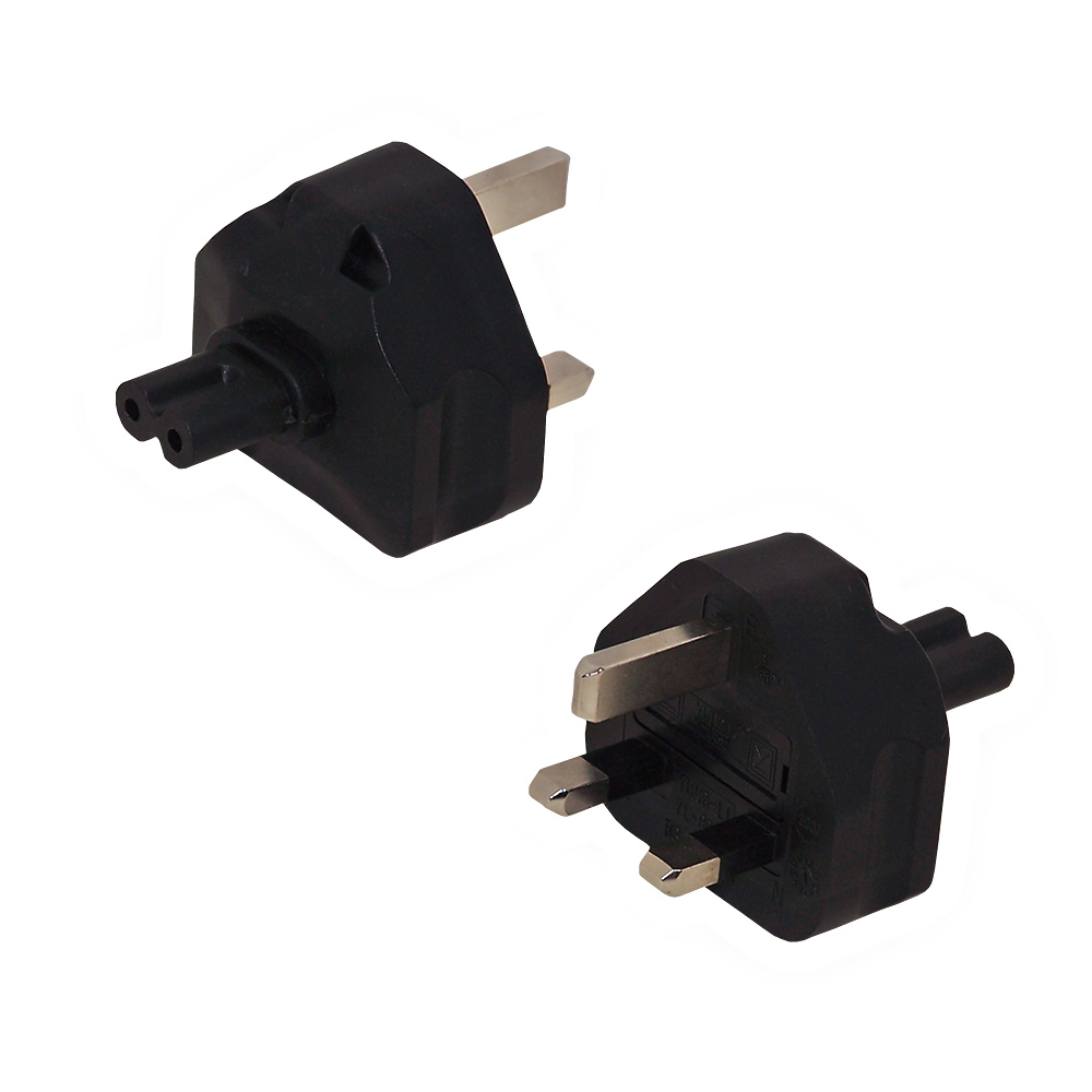 HFBS1363MC7FA: BS1363 (UK) Male to C7 Female Receptacle Power Cord Converter Adapter