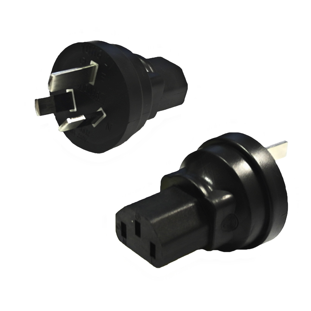 HFAS3112MC13FA: Australia AS3112 Male Plug to C13 Female Receptacle Power Cord Converter Adapter
