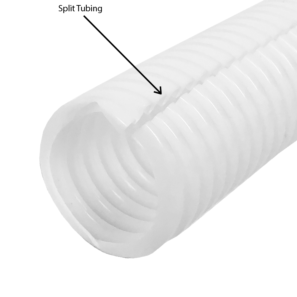 SL-075-550-WH: 550ft 3/4 inch Corrugated White Split Loom - Click Image to Close