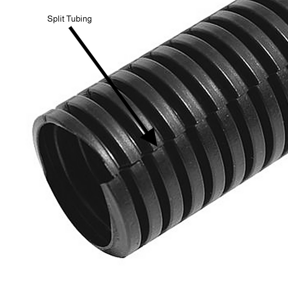 SL-100-300-BK: 300ft 1 inch Corrugated Black Split Loom - Click Image to Close