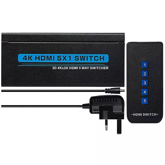 U501: HDMI Switch 5 Port in 1 Port Out 4K 30Hz Resolution Remote Control