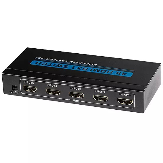 U501: HDMI Switch 5 Port in 1 Port Out 4K 30Hz Resolution Remote Control