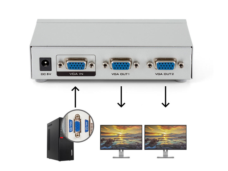 VGA-102A: 1 to 2 Port VGA Video splitter