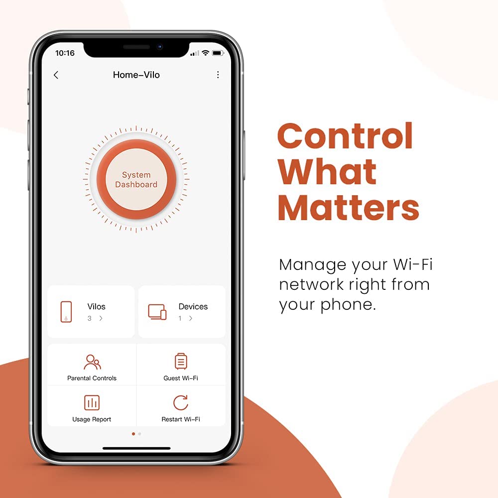 VLWF01-3PK: Vilo Mesh Wi-Fi System Dual Band AC1200 Coverage Up to 4,500 sq ft (3-Pack) with 3 Gigabit Ethernet Ports and App-Managed Parental Controls, Wi-Fi Router and Extender Replacement