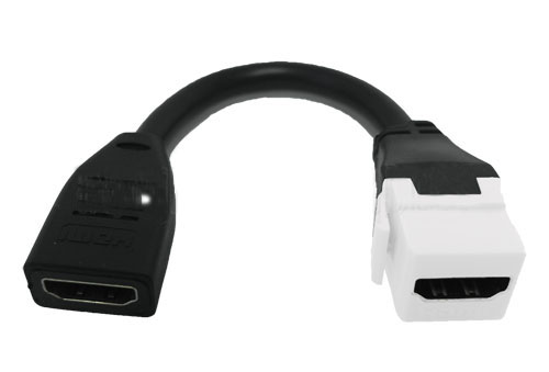 WPIN-HDMIDFF_W: 6 inch HDMI F/F keystone wall plate insert - White