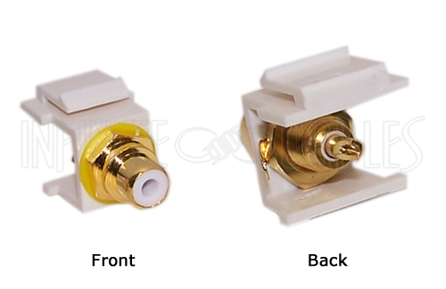 WPIN-RCAS-Y: RCA solder to female keystone wall plate insert Yellow