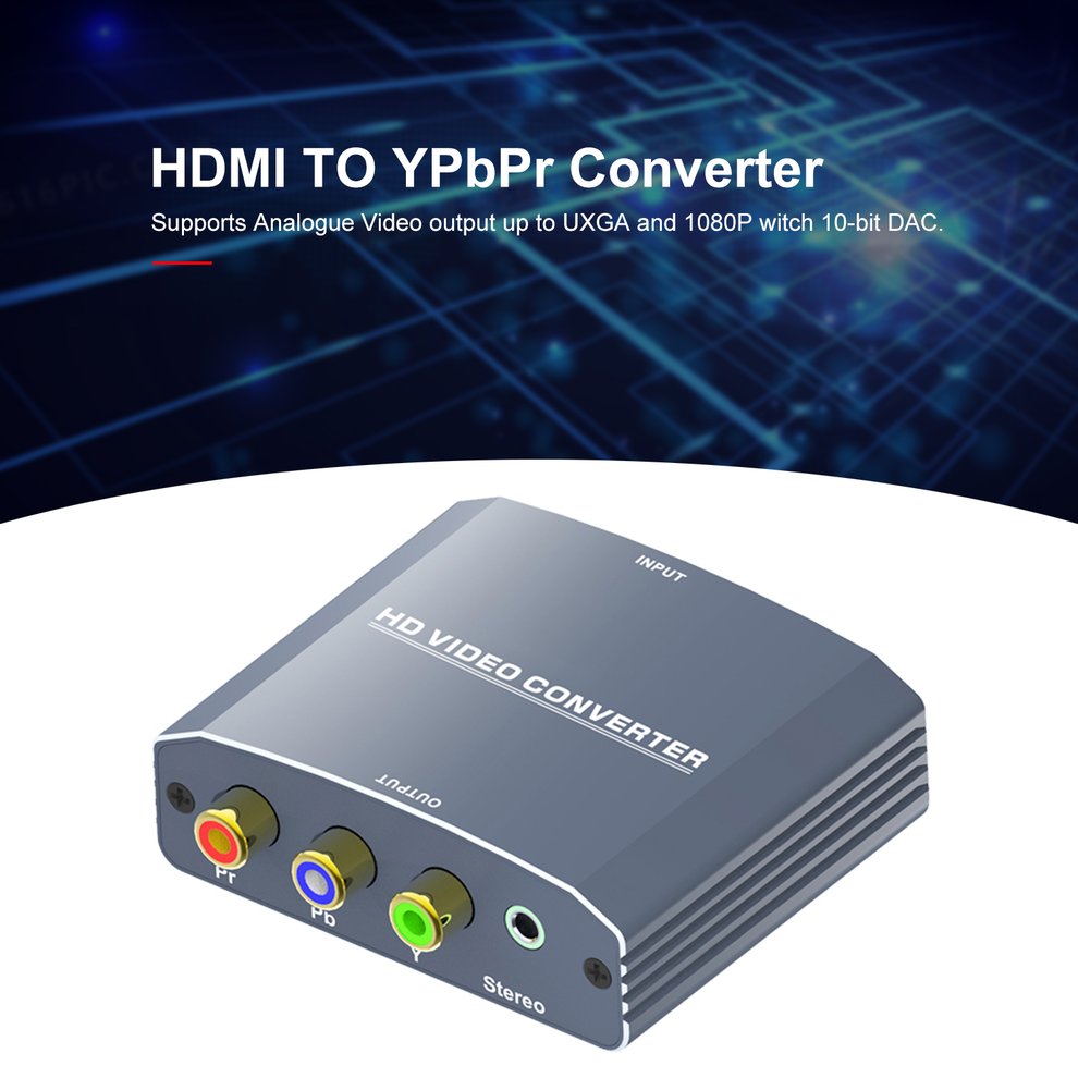 YCH02: HDMI TO Component YPbPr + 3.5mm Audio Video Converter Support 480i/p 576i/p 720p 1080i, 1080P Resolution