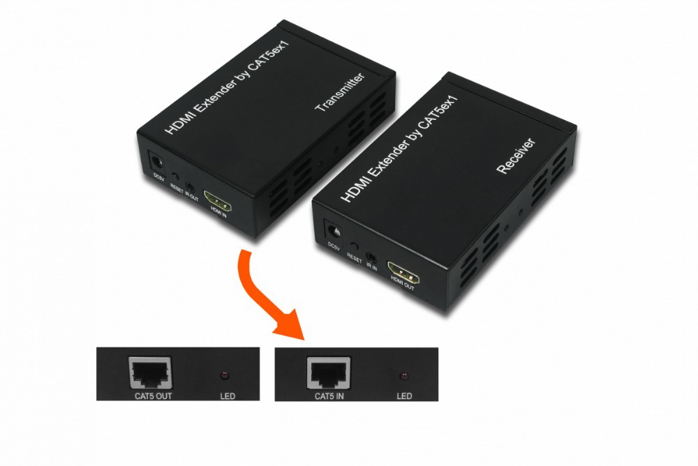E100-IR: HDMI Extender by single Cat5e/6 cable 100-meter w/IR TX->RX
